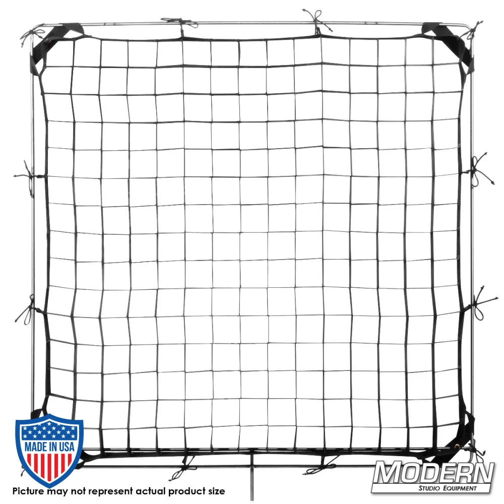 40° Fabric Egg Crate with webbing, grommets, ties, and elastic corners for film grip rigging, shown in frame (frame not included).