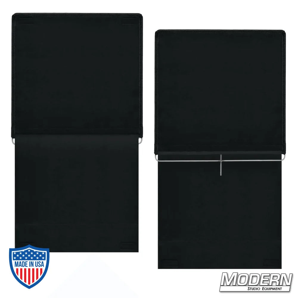 40" x 40" solid floppy with stainless steel frame, covered in Commando cloth, opens to 40" x 80", ideal for film rigging and grip.