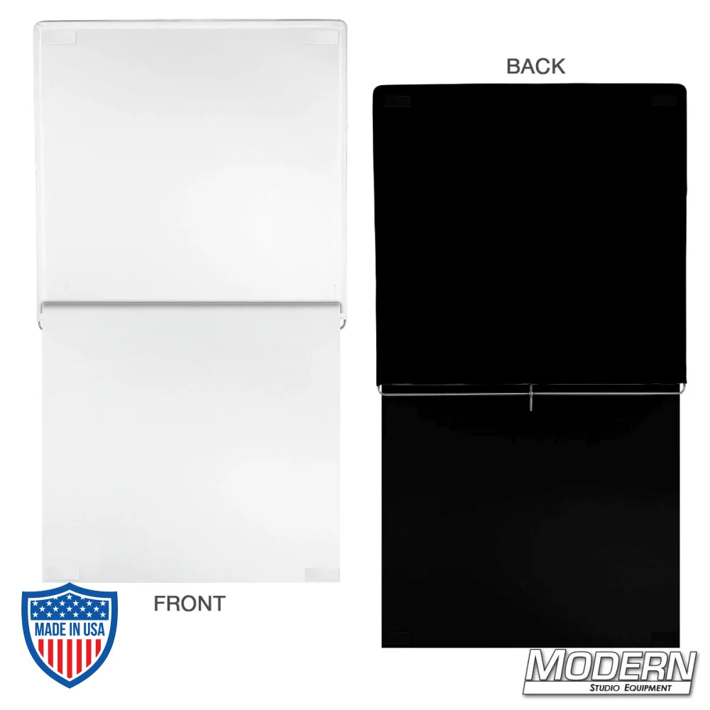 48x48 Ultrabounce® Floppy displaying white soft bounce and black negative fill sides, ideal for film grip rigging.