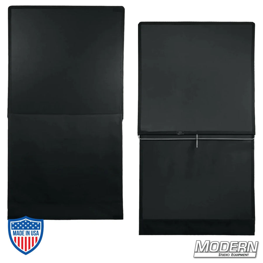 48" x 48" black underwater floppy with stainless steel frame opened to 48" x 96", ideal for film grip and rigging.