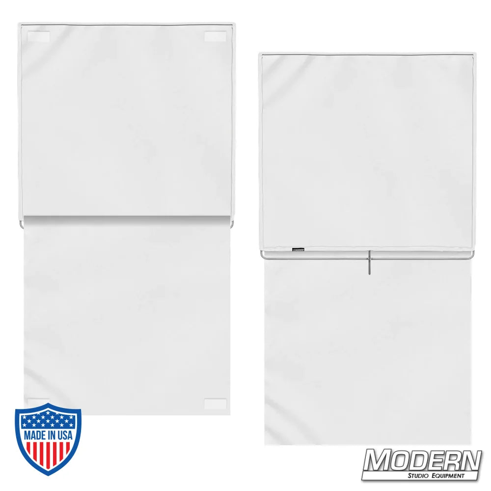 48" x 48" bleached muslin floppy frame, opens to 48" x 96", heavy cotton material used for light diffusion in film and rigging.