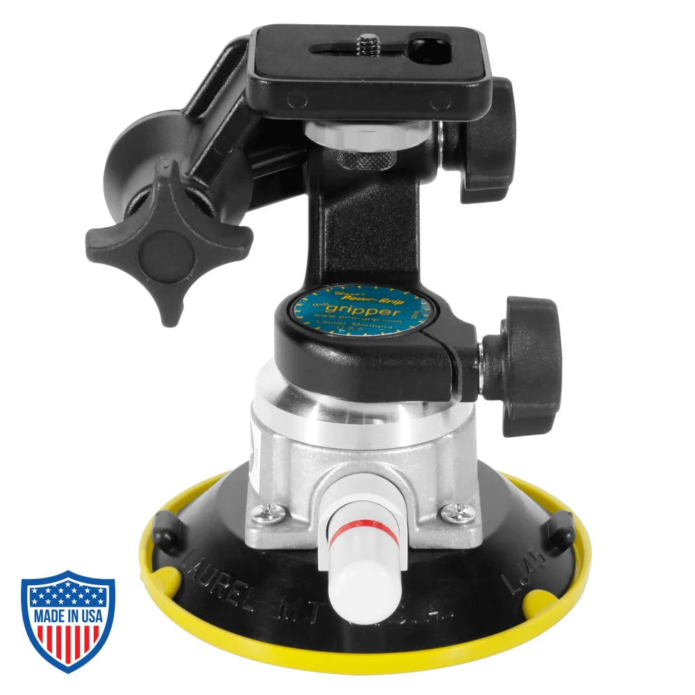 6" digital camera suction cup with Bogen head, featuring a vacuum cup design and adjustable arm for film grip and rigging.