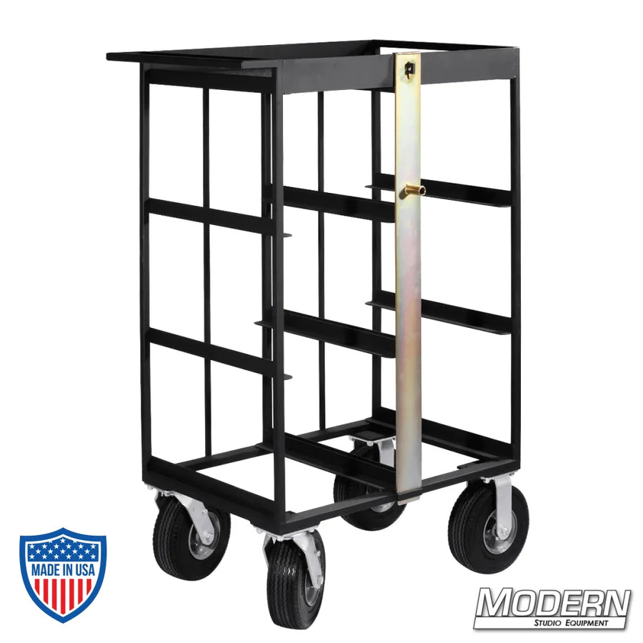 Steel 6 Place Milk Crate Cart with Locking Bar and Carefree Wheels for Film Grip Rigging by Modern Studio Equipment