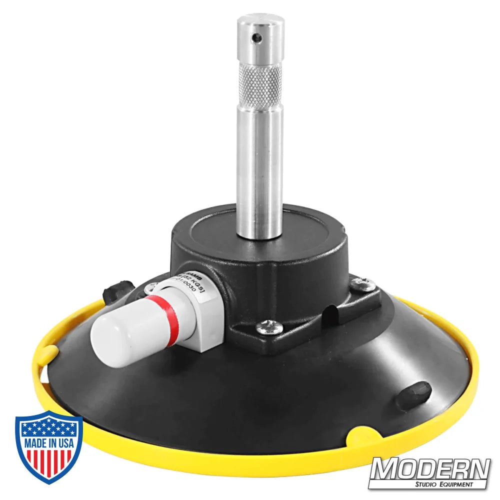 6" Suction Cup with 5/8" Baby Pin for film grip and rigging by Wood's Powr Grip with 1/4-20" male thread.