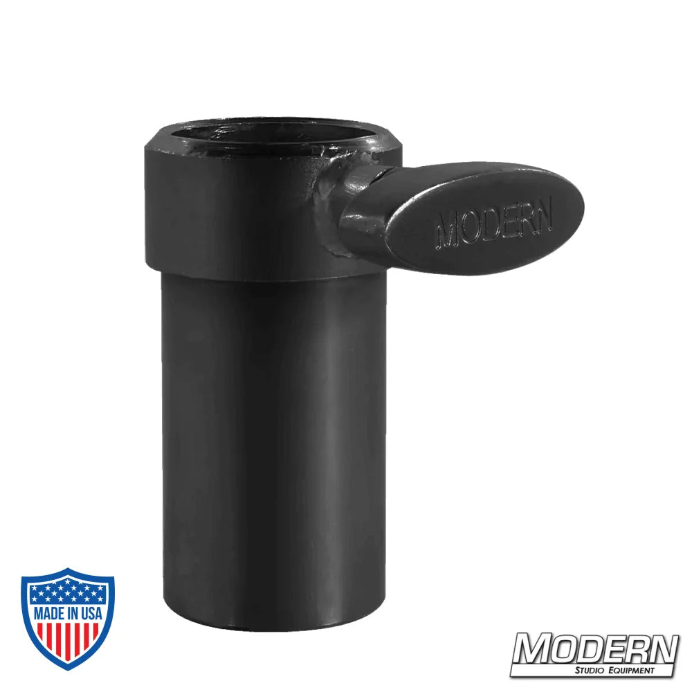 Black zinc adapter bracket for 1-1/2 to 1-1/4" film grip rigging by Modern Studio Equipment