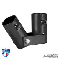 Adjustable Angle Receiver for 1-1/4" Speed-Rail® - black zinc with set screws. Ideal for film grip and rigging setups.