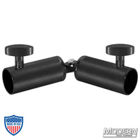 Adjustable Corner for 1-1/2" Speed-Rail® in black zinc with T-handles for film grip rigging equipment