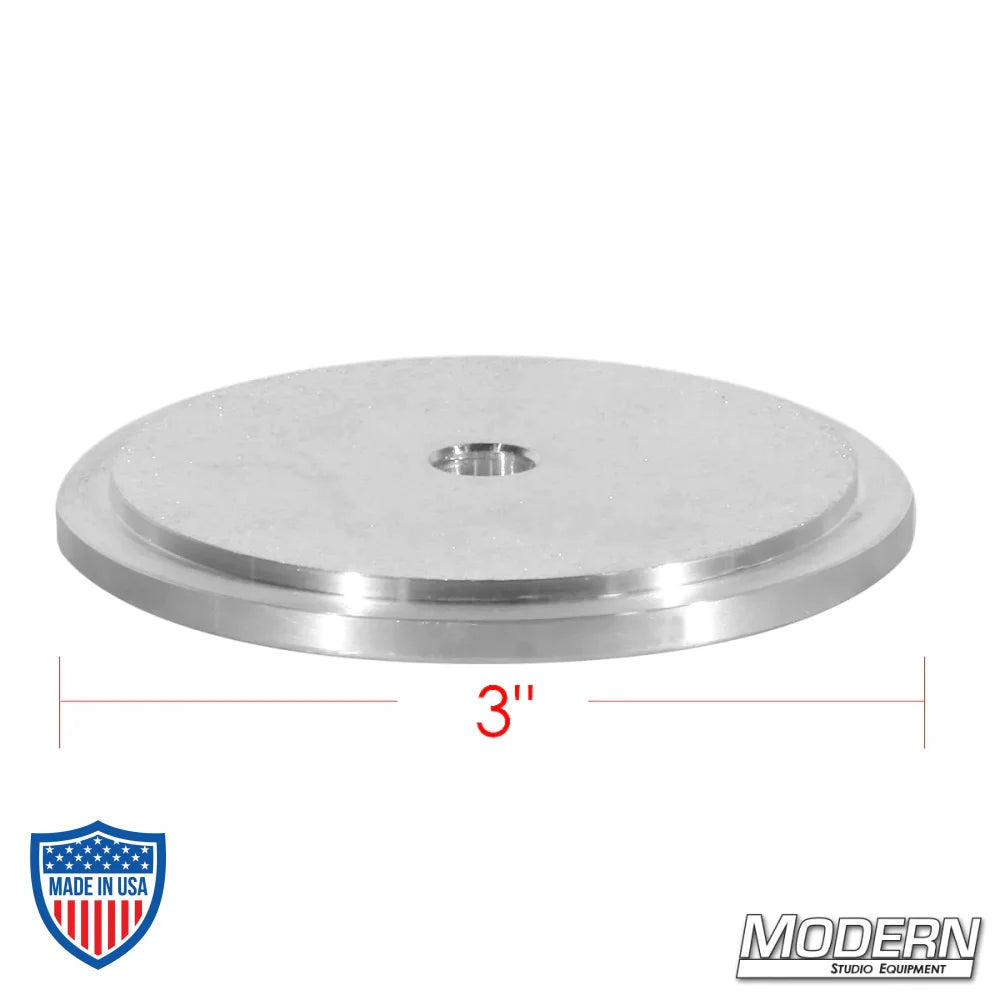 Aluminum Washer with Step (3/8") for film grip rigging, 3" diameter, ideal spacer for Mitchell equipment.