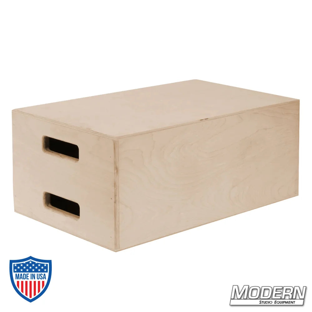 CNC cut birch apple box with smooth rounded edges for film grip and rigging tasks.