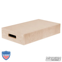 Half apple box made from birch for film grip and rigging, featuring CNC cut frame for dimensional accuracy and smooth natural finish