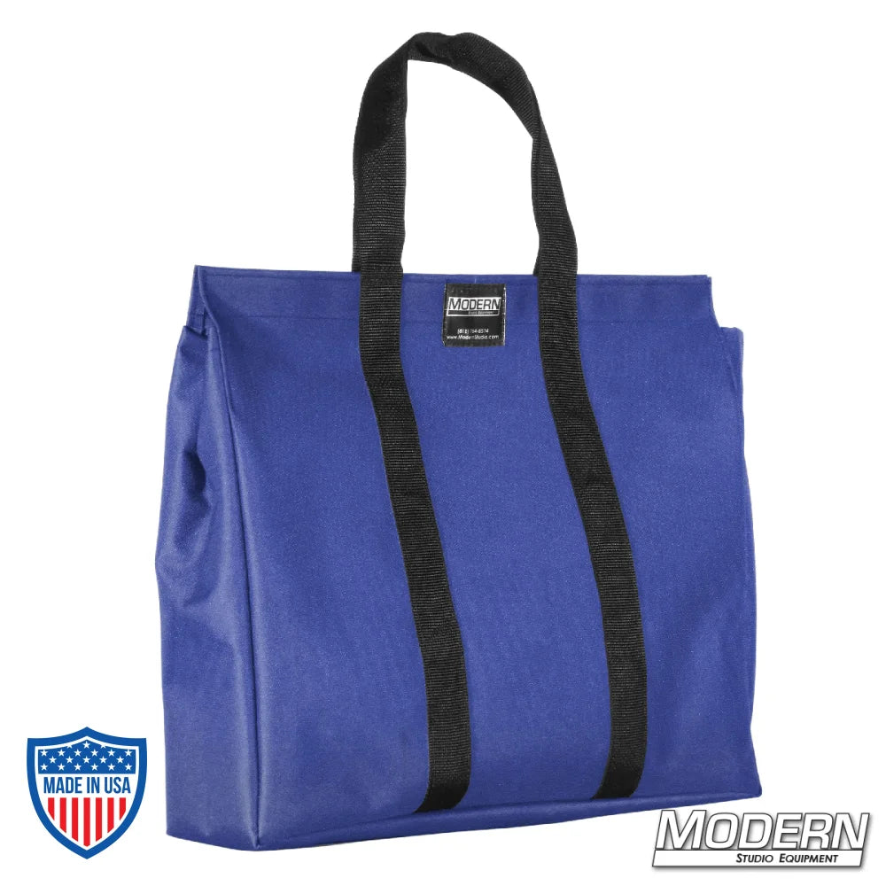 Blue Cordura 1000 bag with velcro closure for carrying corners and ears of 20' x 20' Speed-Rail® Frame Complete, film grip rigging accessory.