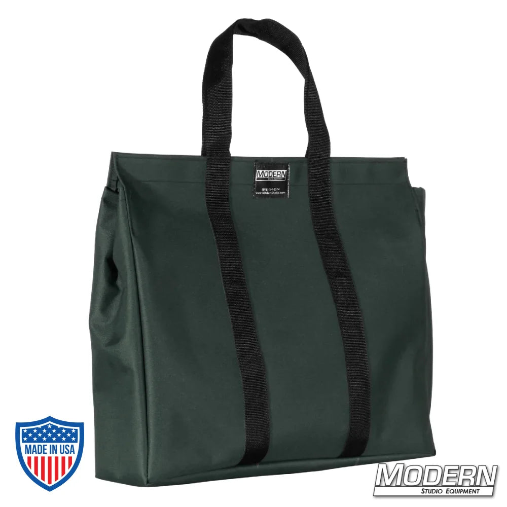 Durable green bag made of Cordura 1000 material for carrying corners and ears from 20' x 20' Speed-Rail® Frame Complete, used in film grip rigging.