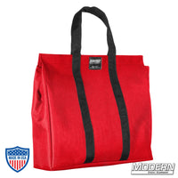 Red Cordura 1000 bag with black straps for carrying corners and ears of Speed-Rail Frame, ideal for film grip and rigging use.