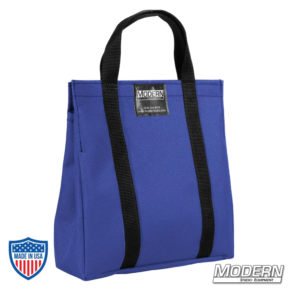 Cordura 1000 film grip and rigging bag in blue, designed for carrying corners and ears of 8x8 or 12x12 frame, with velcro closure.
