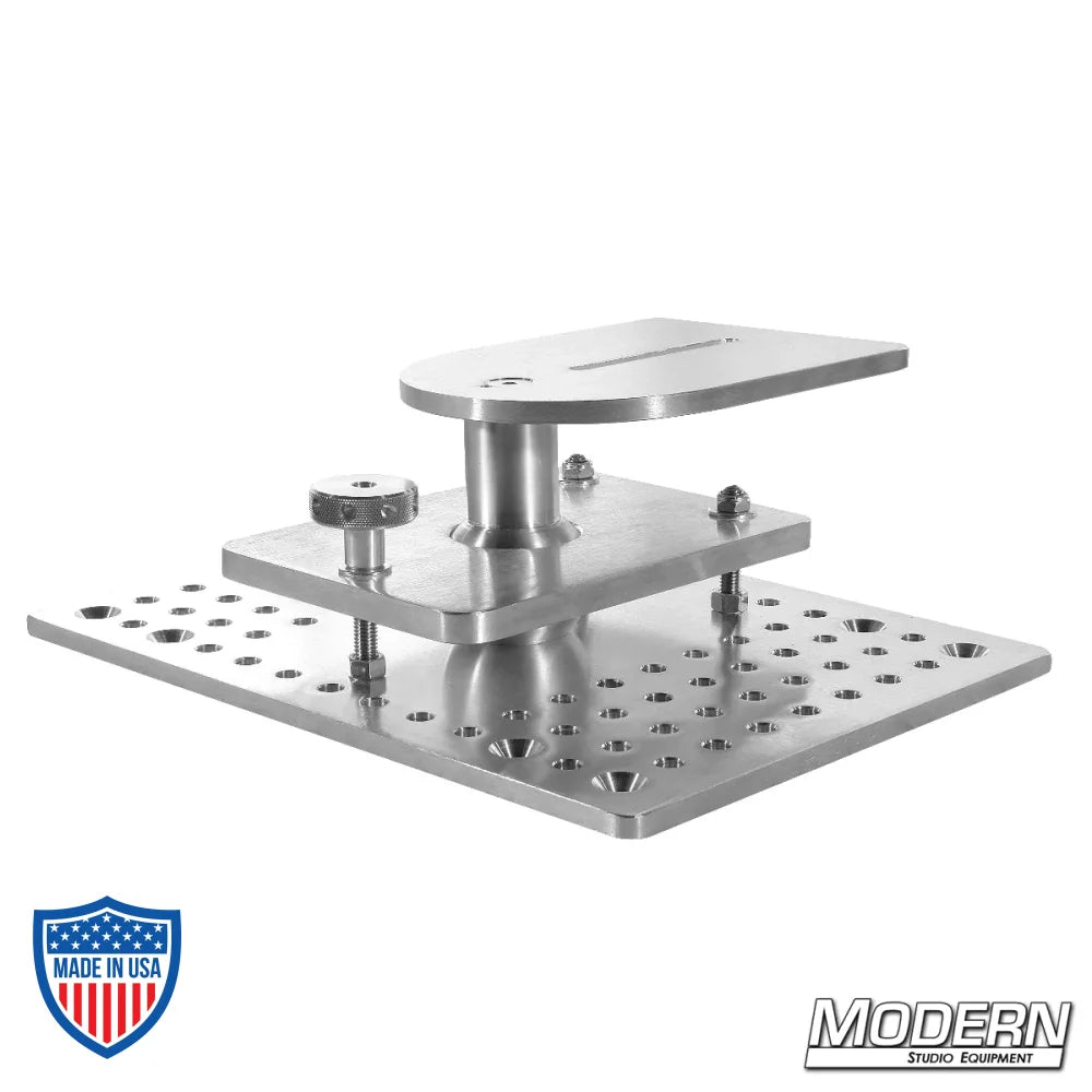 Ball Camera Leveling Mount with wide base for film grip rigging, made from 6061 aluminum, supporting cameras up to 75 lbs, 10"x14" base