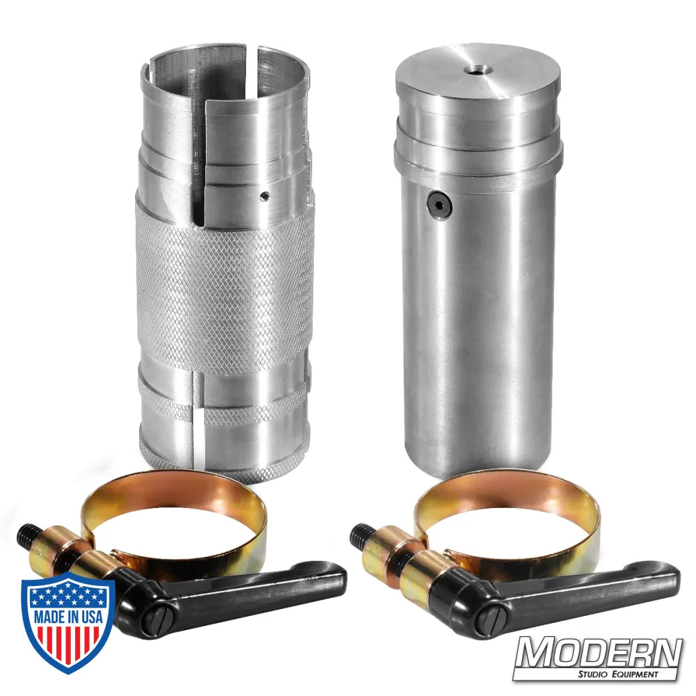 Modern Bazooka Adjustable Riser 8" to 12" for film grip and rigging. Two riser parts and clamps by Modern Studio Equipment.