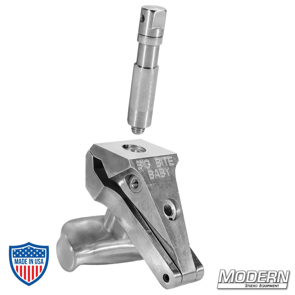Die cast aluminum Big Bite Baby clamp with 5/8" baby pin, ideal for film grip and rigging tasks.