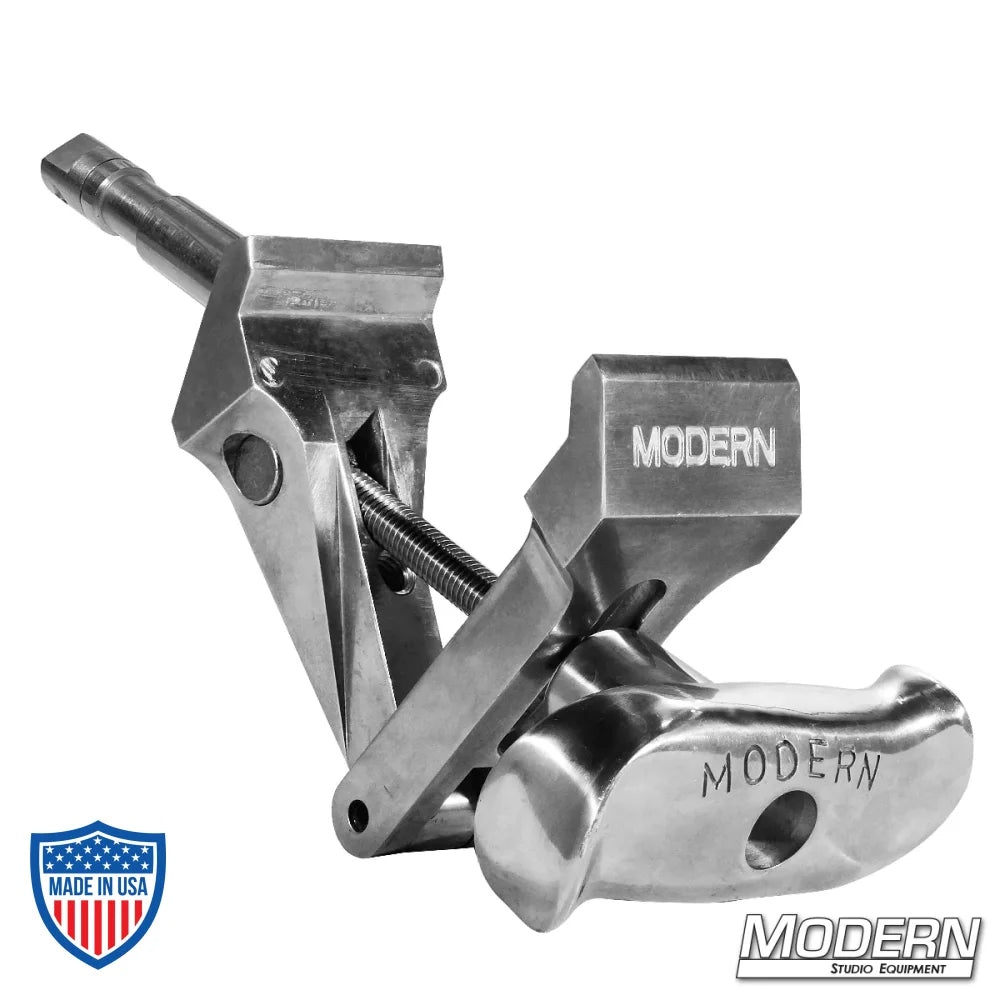 Big Bite Baby aluminum clamp with 5/8" baby pin for film grip and rigging by Modern Studio Equipment.