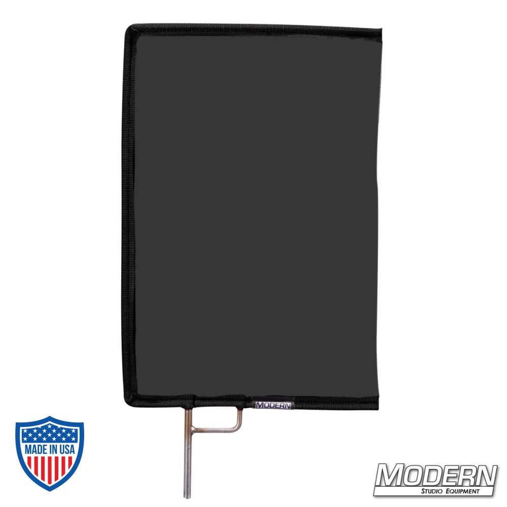 Black Artificial 1/4 Stop Silk Scrim on stainless frame for film grip rigging, diffusing direct light and removing reflectance.
