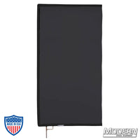 Black Artificial 1/4 Stop Silk Scrim on stainless frame for film grip and rigging, 0.7 stop material, diffuses light, removes reflectance