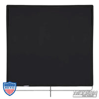 Black Artificial 1/4 Stop Silk Scrim 48"x48" for film grip and rigging, attached to a 304 military-grade stainless frame.