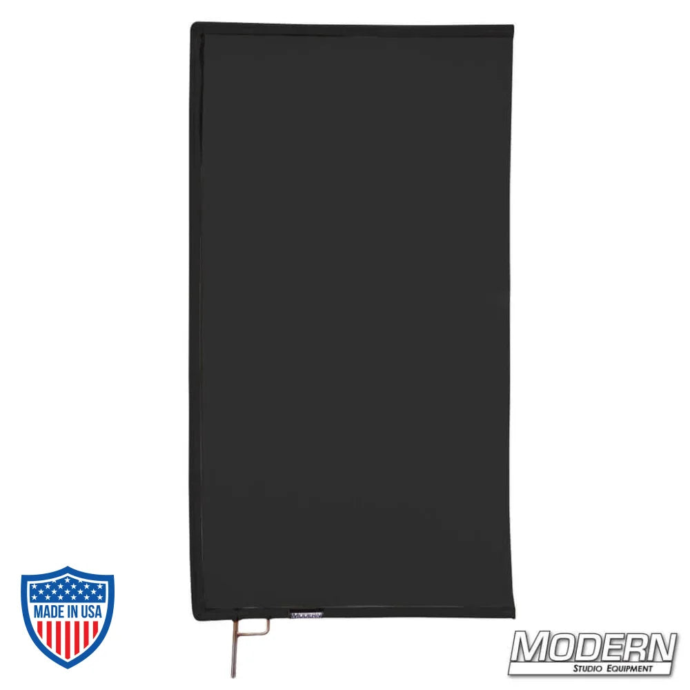 Black Artificial Silk Scrim on a 304 military-grade stainless frame for film grip and rigging, diffuses light sources and reduces reflectance.