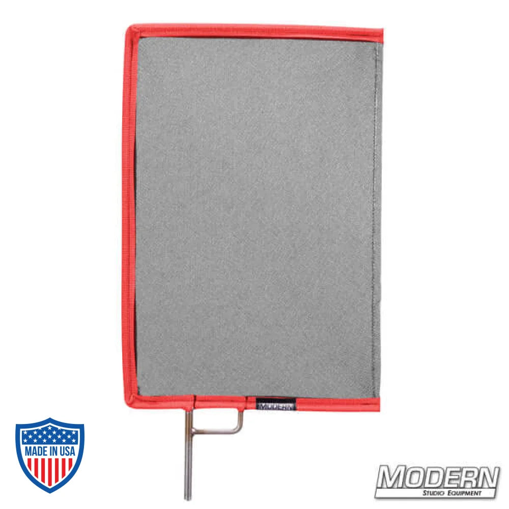 Black Double Scrim on stainless frame for film grip rigging, reduces light by 1.2 stops without altering pattern or color temperature.