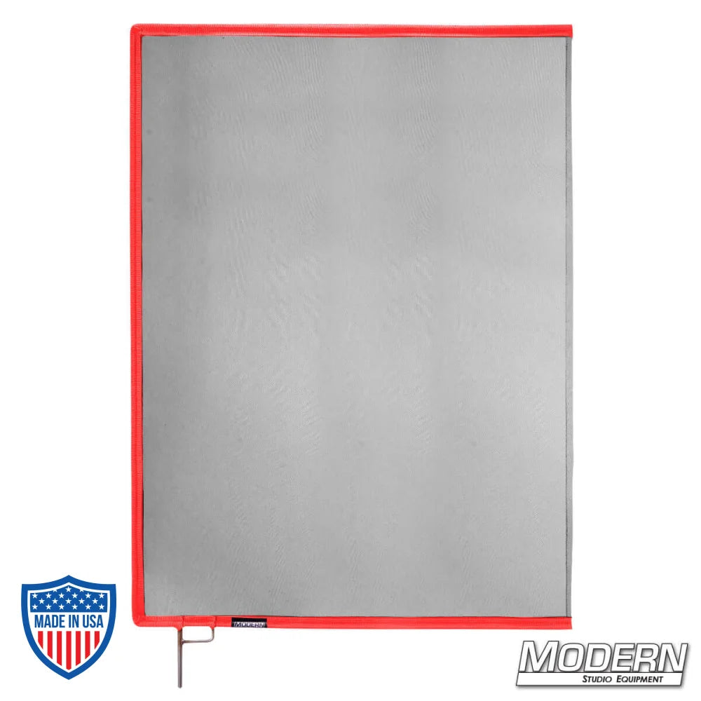 Black Double Scrim on 304 military-grade stainless frame for film grip and rigging, reduces light without altering pattern or color temperature.