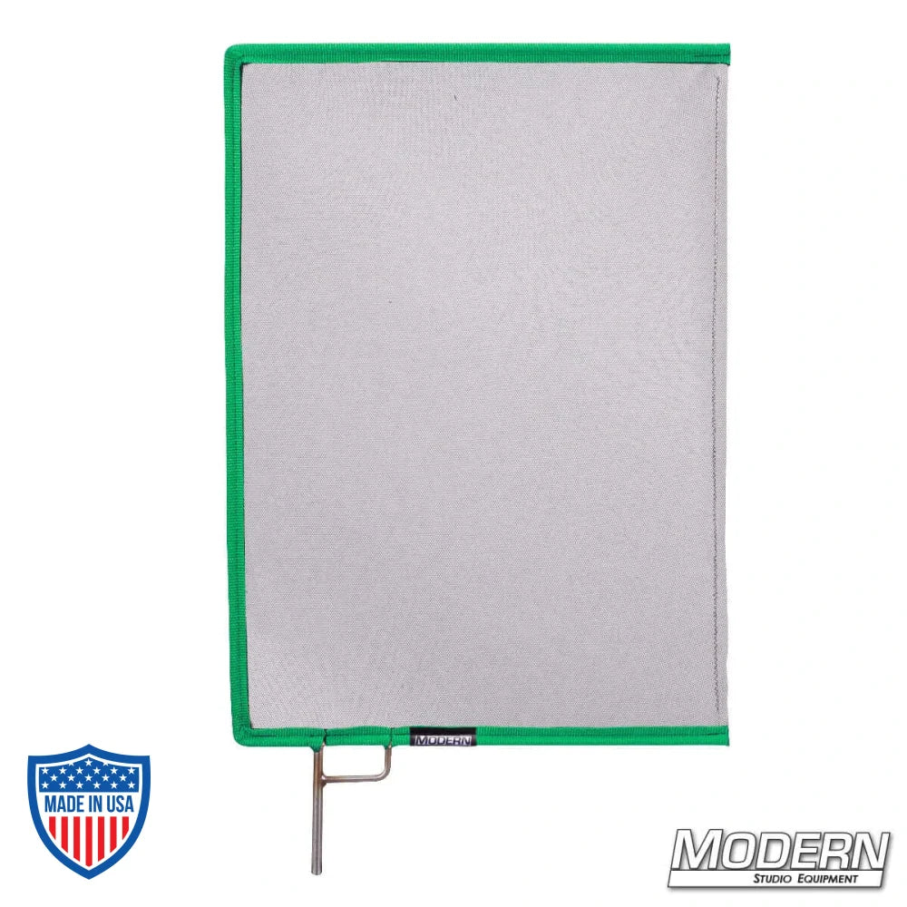 Black Single Scrim with green border for film grip and rigging, featuring 0.6 stop material to reduce light without altering pattern or color temperature.