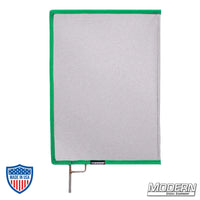 Black Single Scrim with green border for film grip and rigging, featuring 0.6 stop material to reduce light without altering pattern or color temperature.