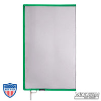 Black Single Scrim with green border for film grip rigging, 0.6 stop material reduces light without altering pattern or color temperature.