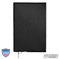Black Triple Scrim with open end stainless steel frame, ideal for film grip and rigging, reducing light by 1.8 stops without color change.