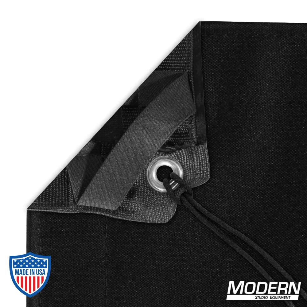 Black underwater textile with grommets, ties, and webbing for film grip rigging. Opaque and waterproof, includes storage bag.