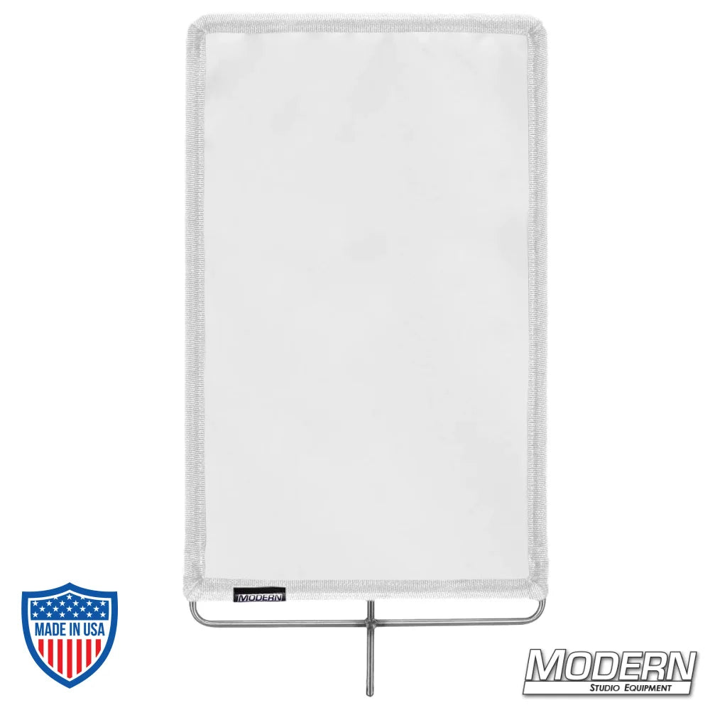 Bleached Muslin on 304 stainless steel frame for film grip and rigging, providing heavy cotton material for light diffusion with even glow.