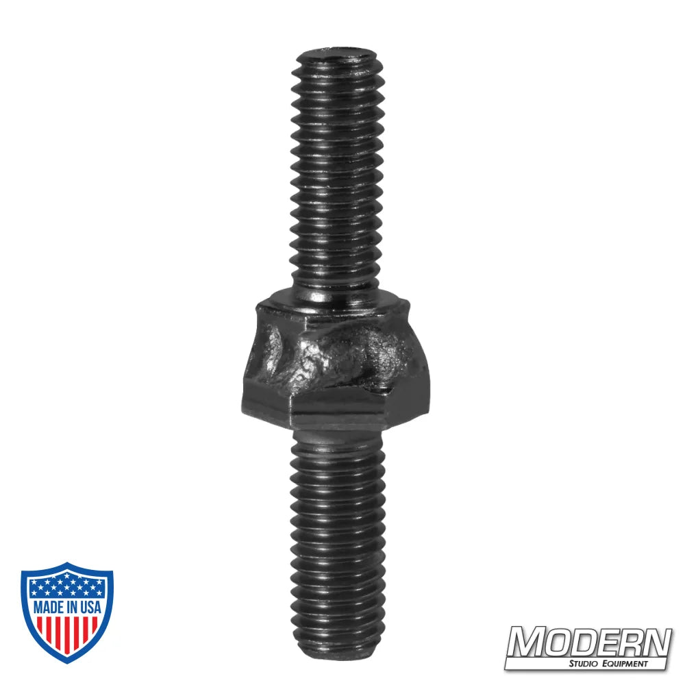 Body starter metric to S.A.E. bolt, 10mm to 3/8", black zinc finish, film grip rigging tool, Modern Studio Equipment.