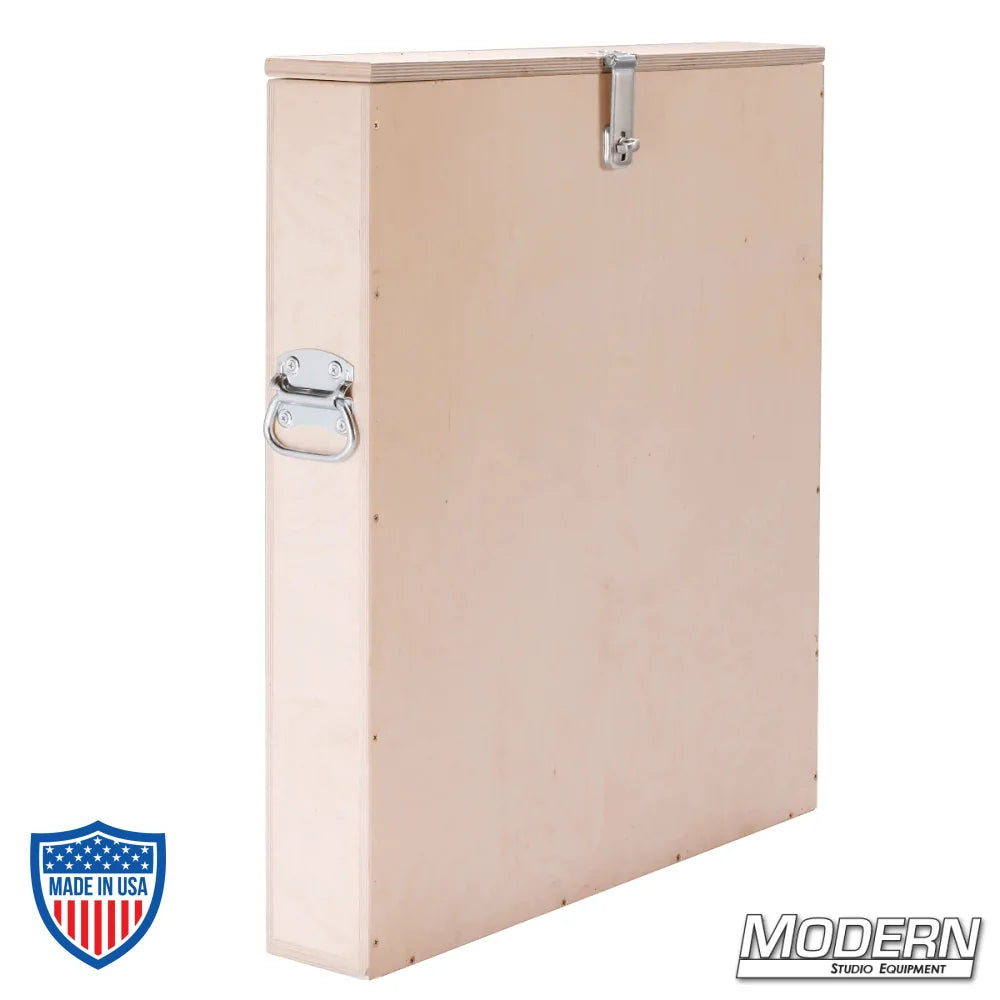 Extremely durable wooden box for mirrors and reflectors used in film grip and rigging tasks.