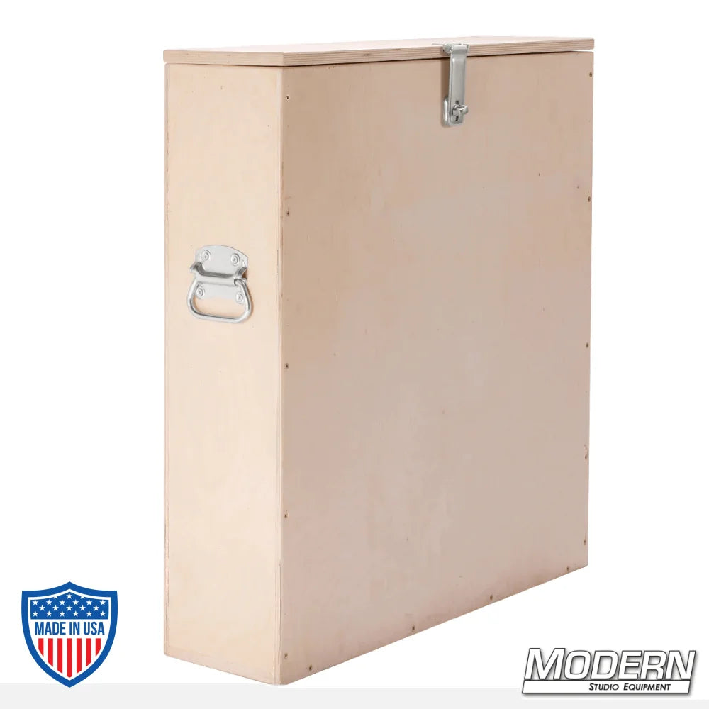 Durable wooden box for mirrors and reflectors, ideal for film grip and rigging equipment.