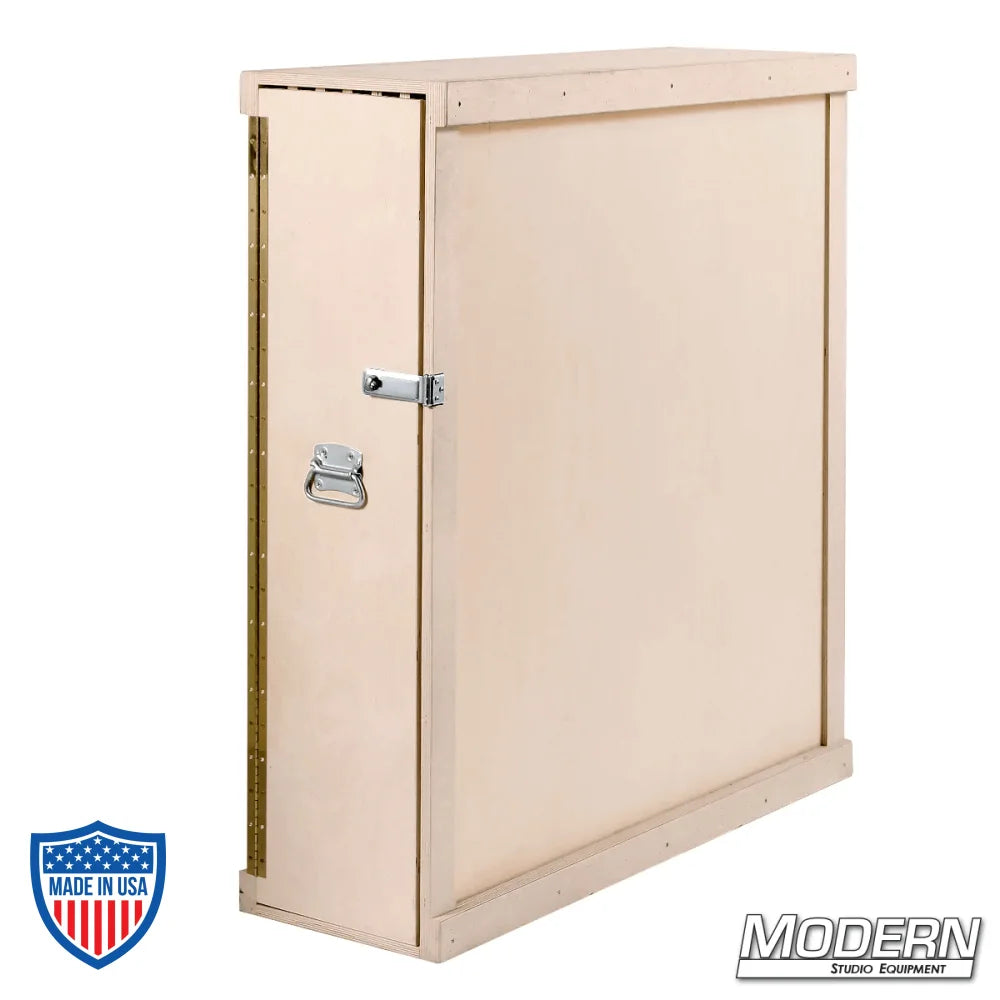 Durable wooden box for storing six mirrors and reflectors, ideal for film grip and rigging tasks