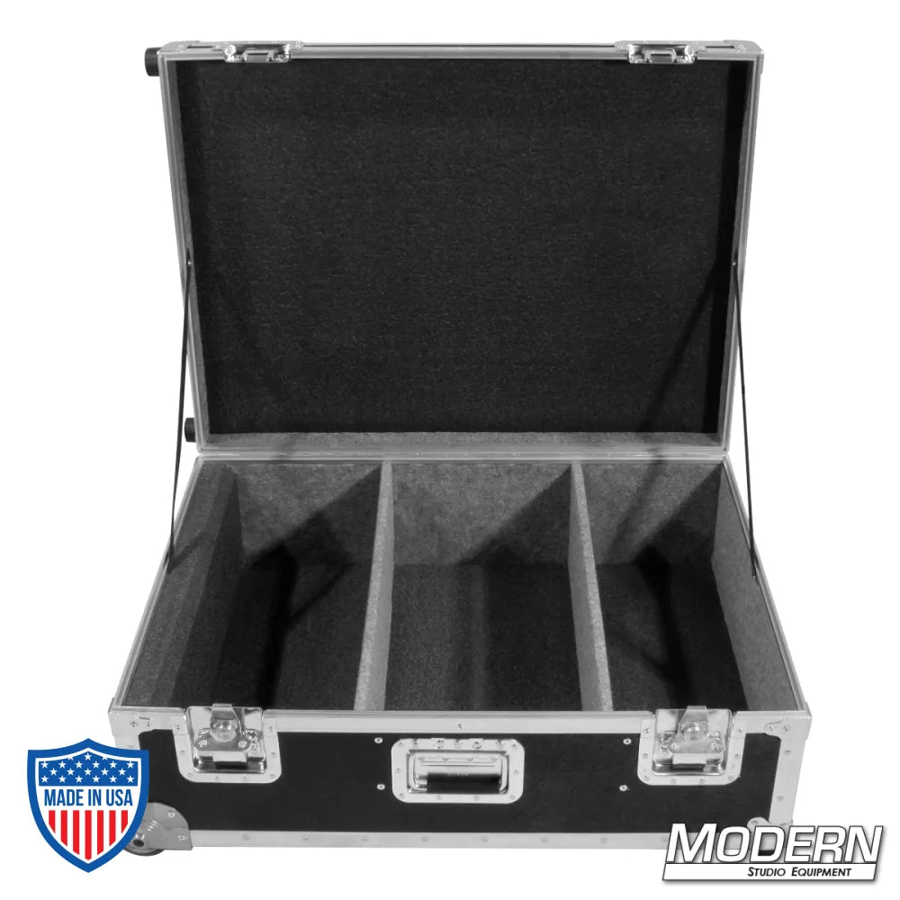 Rolling case for camera bazooka, ideal for film grip and rigging equipment, with padded compartments for protection and easy transportation.