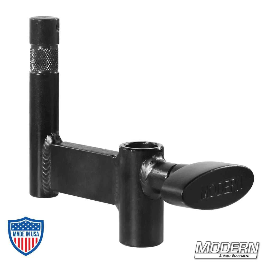 Black Zinc Camera Cart Monitor Offset with 2" Offset, Male 5/8" Pin, and Female 5/8" Receiver for Film Grip Rigging Equipment