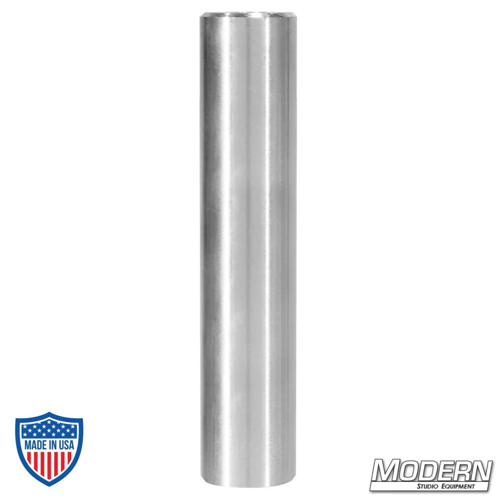 Aluminum camera riser post with 3/8" female threads for film grip rigging.