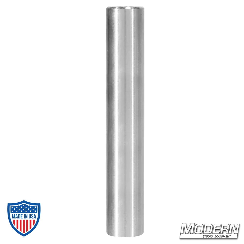 Aluminum camera riser post with 3/8" female threads for film grip and rigging.