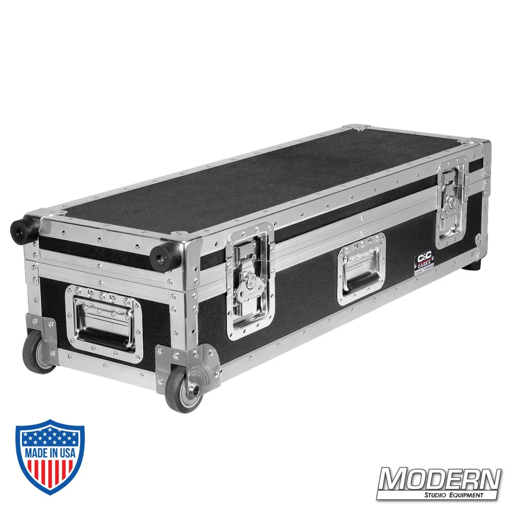 Rolling case for camera slider with durable construction for film grip and rigging equipment.