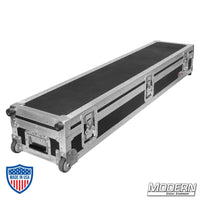 Rolling camera slider case for film grip and rigging equipment, featuring durable construction and wheels for easy transportation.