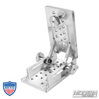 Adjustable 6061 aluminum camera wedge plate for film grip rigging with tie down knob.