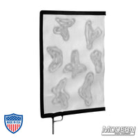 Screen glass with cucoloris pattern for film grip and rigging, casting shadow patterns on backgrounds or subjects.