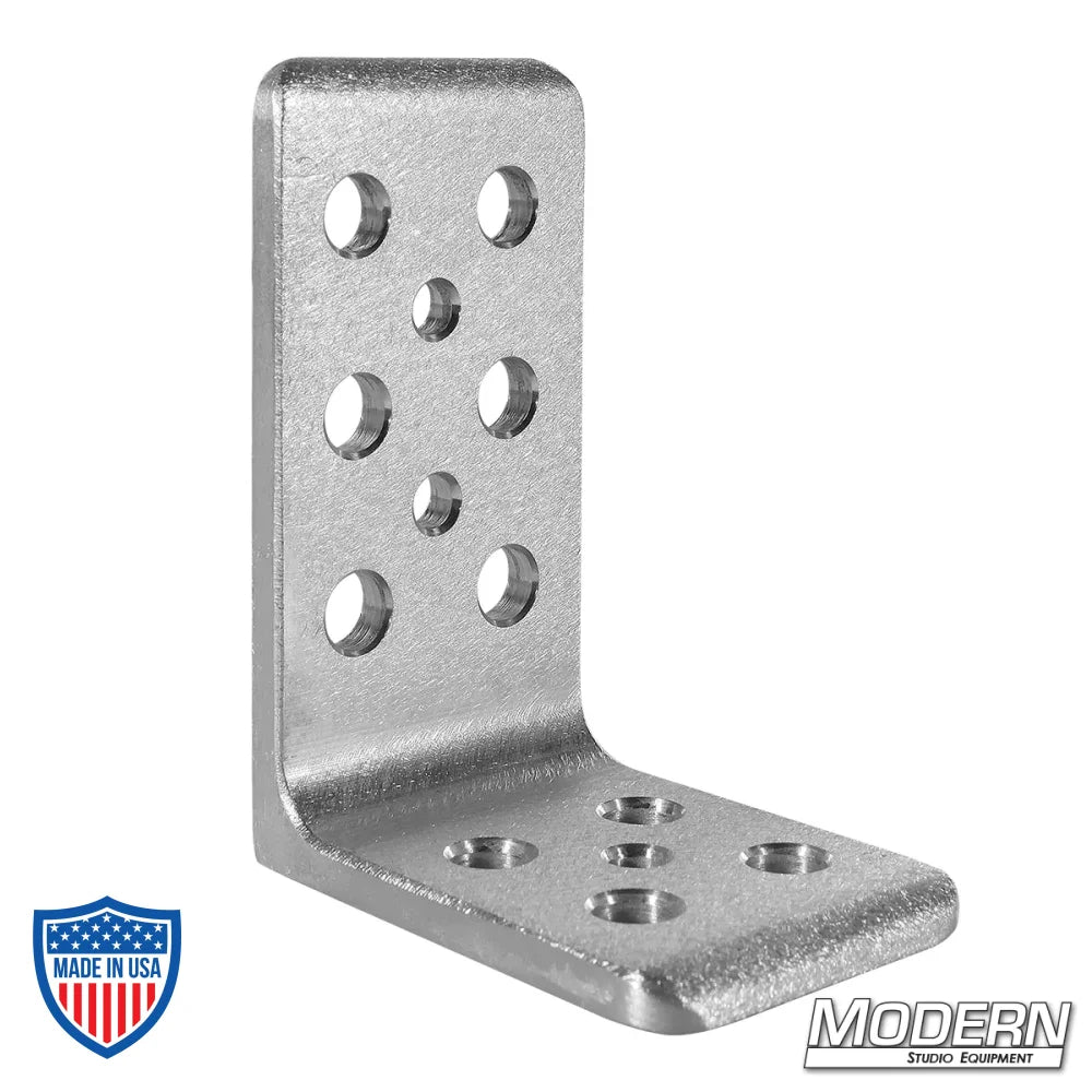 Cheese L-Plate 3" x 4" Brushed Aluminum with multiple holes for film grip rigging options.