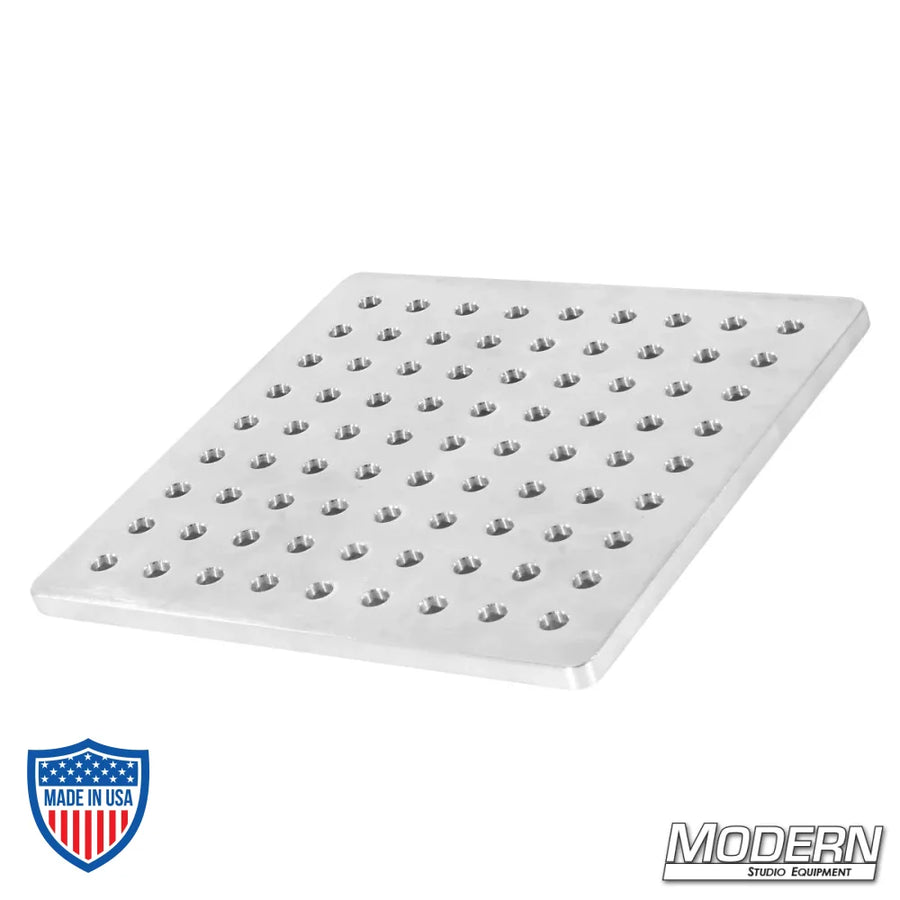 Aluminum cheese plate 10" x 10" x 3/8" for film grip and rigging, Modern Studio Equipment logo