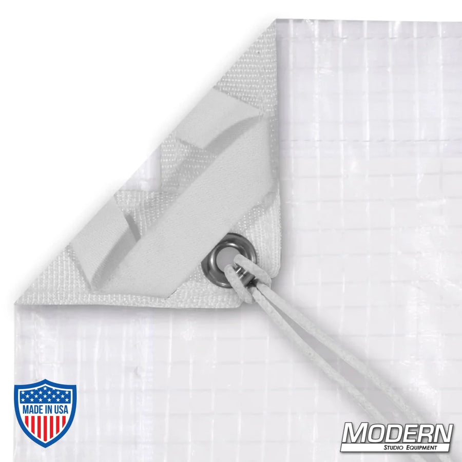 Clear Poly Bounce (Griffolyn) Fabric with Webbing and Grommet, Ideal for Film Grip and Rigging.s