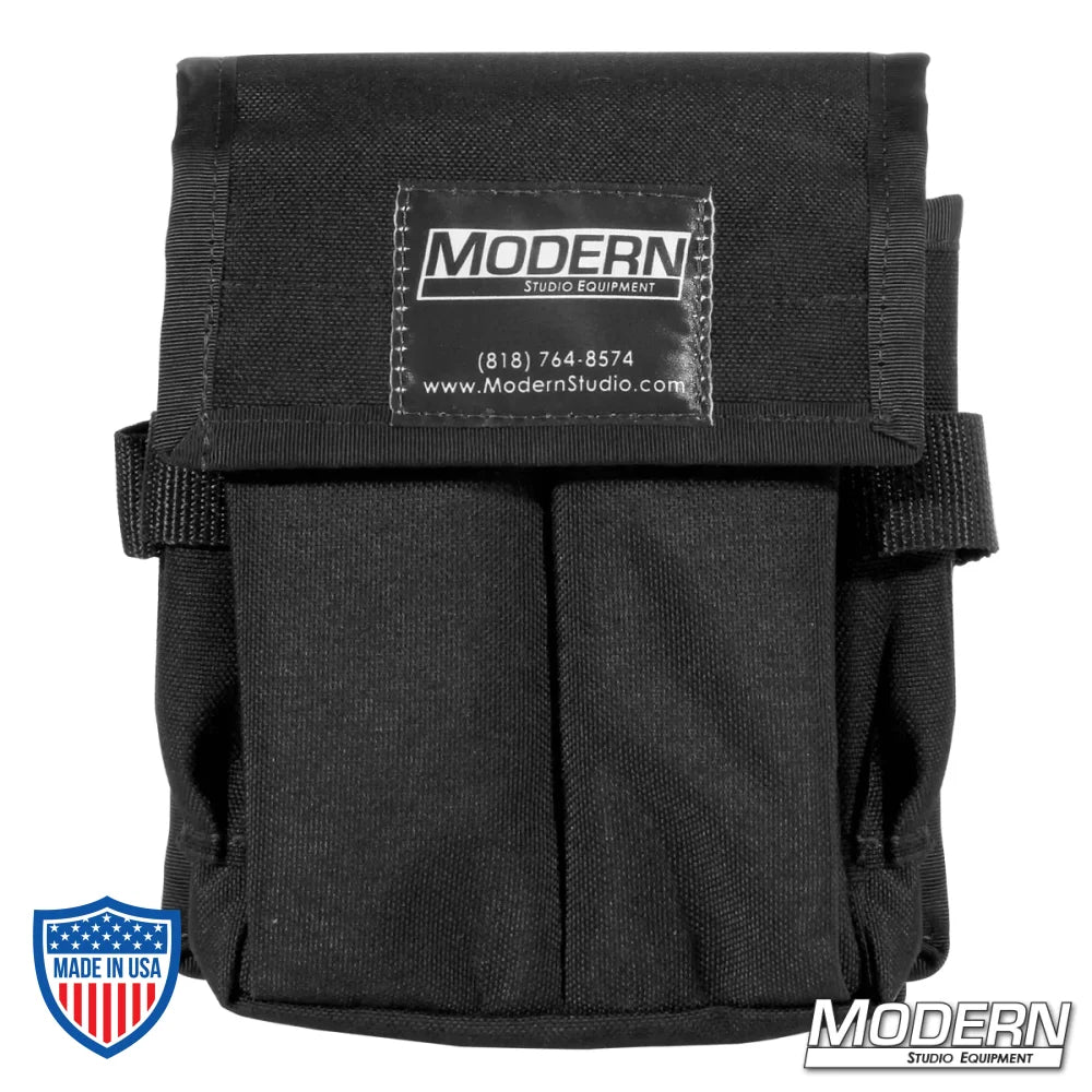 Black cordura combination pouch for film grip and rigging by Modern Studio Equipment.